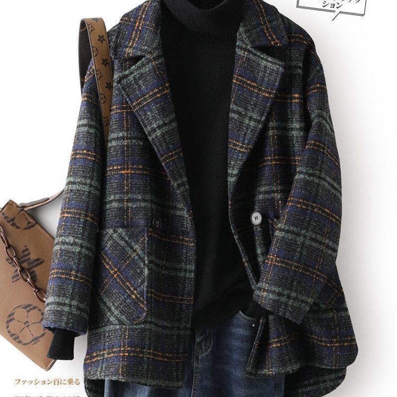 Women Plus Size Plaid Woolen S - đánh giá và giá Wool Coat Peacoat
