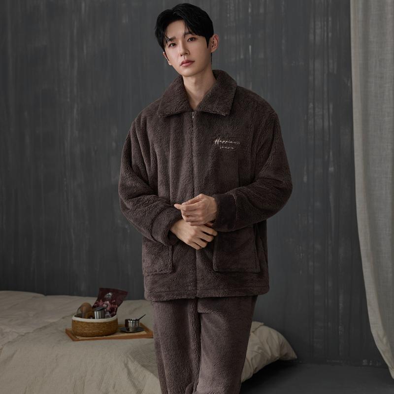 Thicken Men Pajamas Set Winter - đánh giá và giá Flannel Shirt Lined